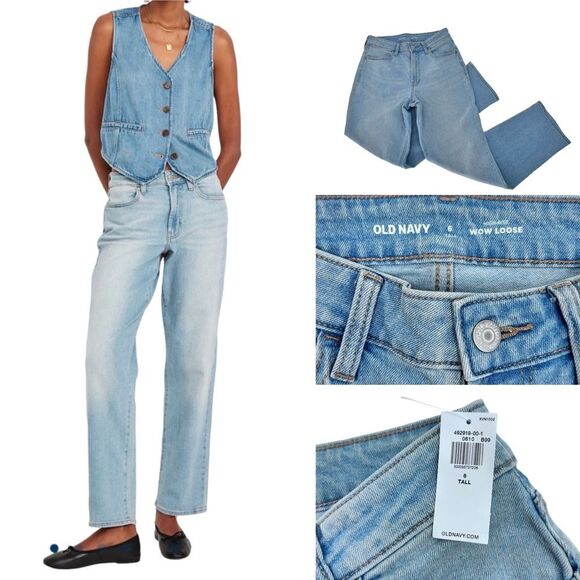 Old Navy High Waisted Wow Loose Jeans Size 6 Tall NWT - Picture 1 of 11